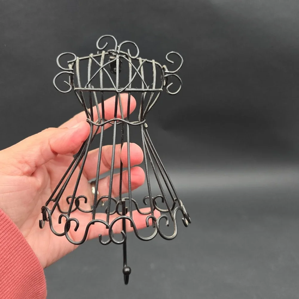 Set of 3 Black Metal Wire Dress Form Wall Hooks Parisian Boutique Decor